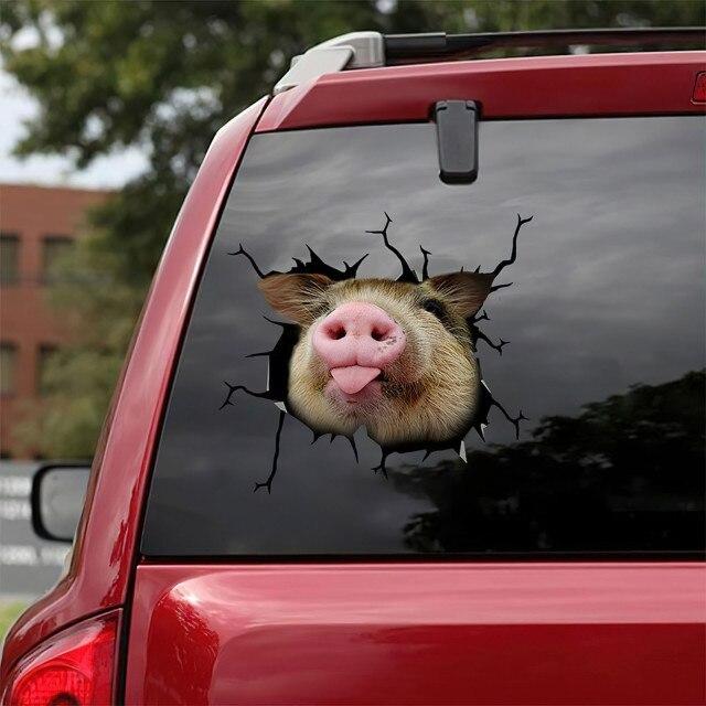 Pig Cracked Car Decal Sticker | Waterproof | PVC Vinyl | CCS2012