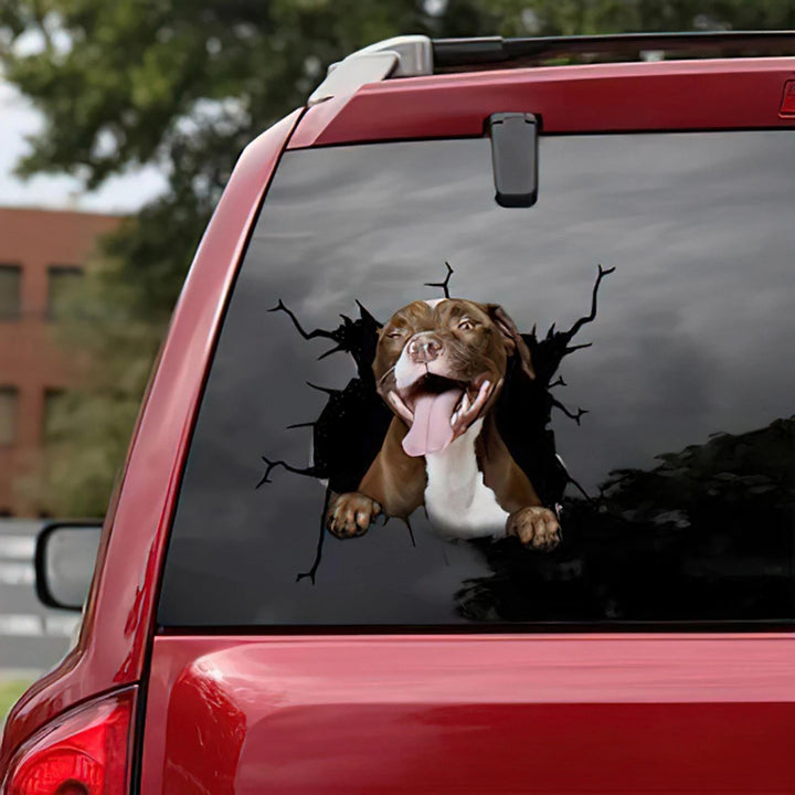 Funny Dog Head Cracked Car Decal Sticker | Waterproof | PVC Vinyl | CCS2010