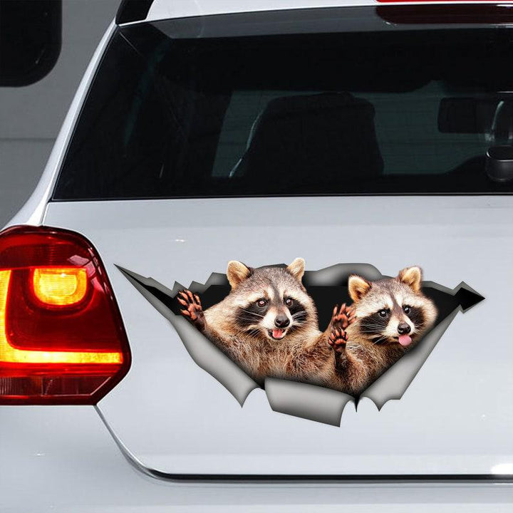 Funny Raccoon Cracked Car Decal Sticker | Waterproof | PVC Vinyl | CCS2469
