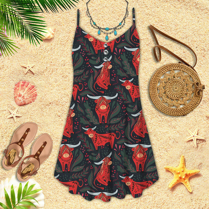 Funny Red Bulls Spaghetti Strap Summer Dress | SD1321