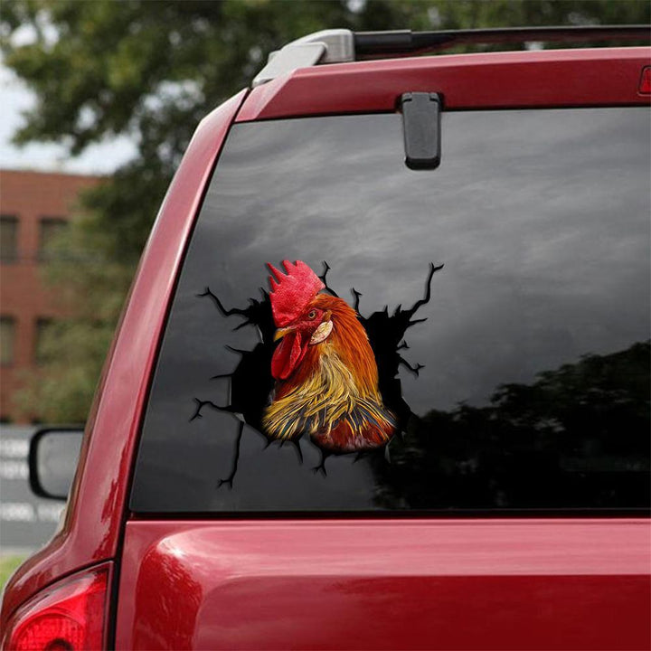 Rooster Chicken Cracked Car Decal Sticker | Waterproof | PVC Vinyl | CCS1164