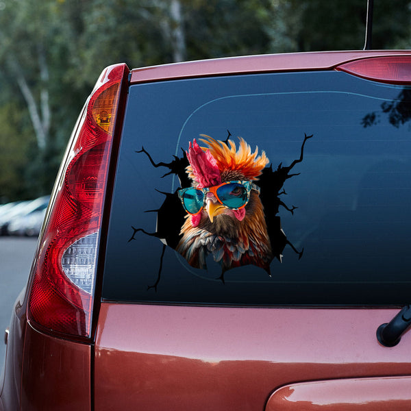 Funny Rooster Chicken Sunglasses 3D Vinyl Car Decal Stickers CS8083