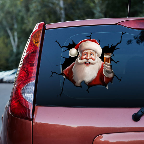 Funny Santa Claus With Beer 3D Vinyl Car Decal Stickers CS8505