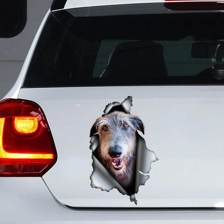 Funny Scottish Deerhound Cracked Car Decal Sticker | Waterproof | PVC Vinyl | CCS2594-Colorful-Gerbera Prints.