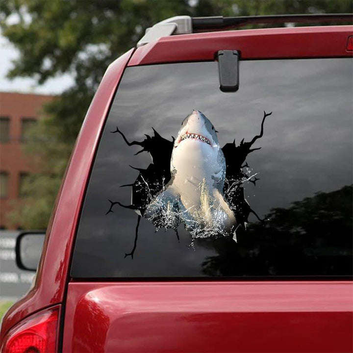 Funny Sharks Cracked Car Decal Sticker | Waterproof | PVC Vinyl | CCS1273