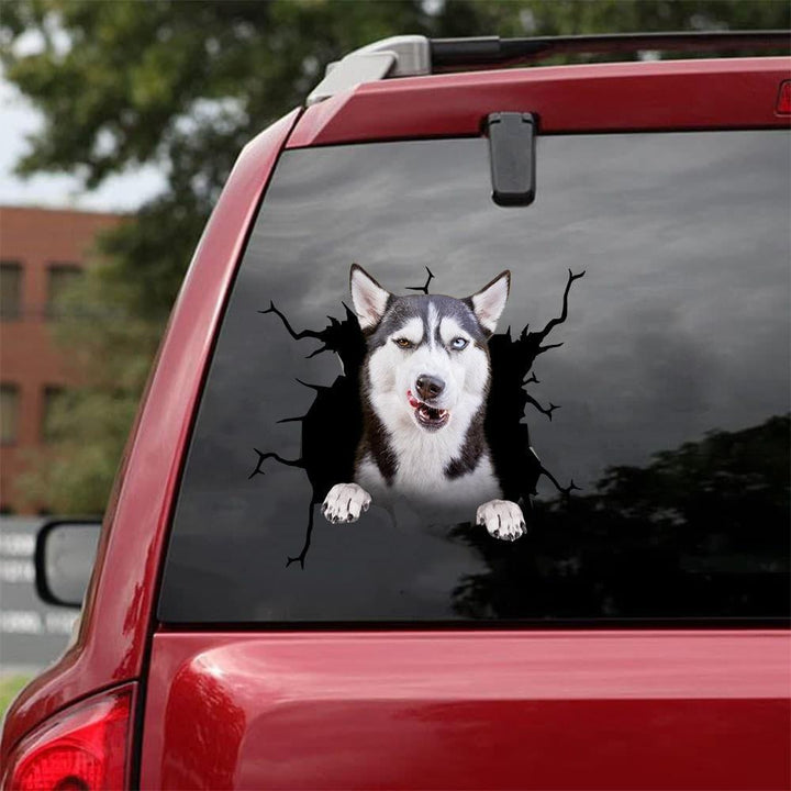 Siberian Husky Cracked Car Decal Sticker | Waterproof | PVC Vinyl | CCS2027