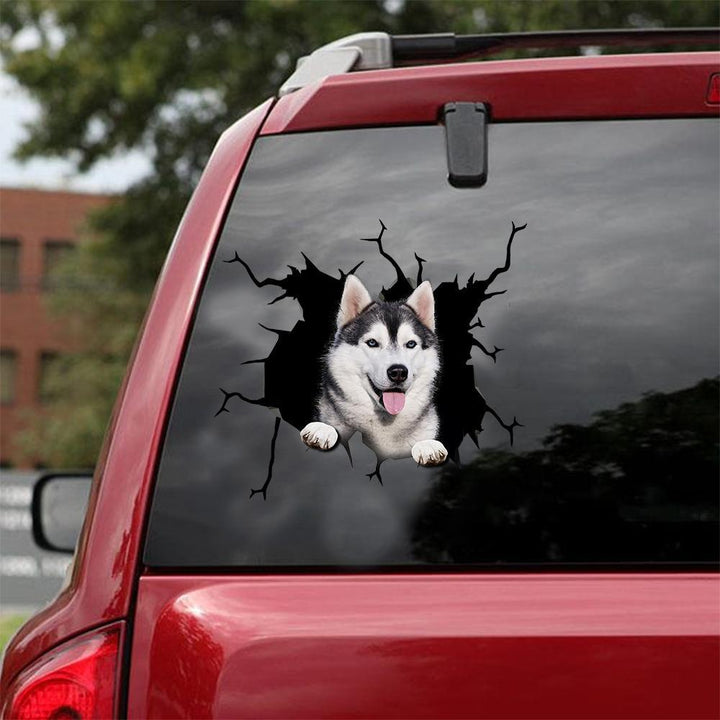 Siberian Husky Cracked Car Decal Sticker | Waterproof | PVC Vinyl | CCS2035