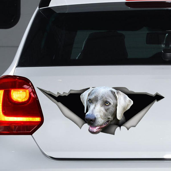 Silver Labrador Dog Cracked Car Decal Sticker | Waterproof | PVC Vinyl | CCS1462