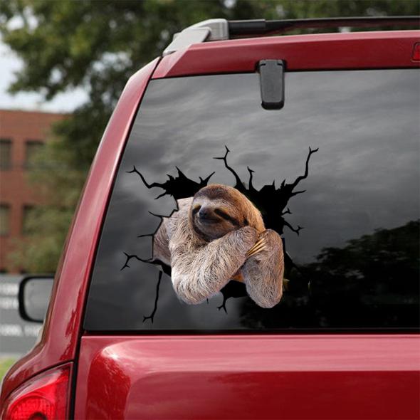 Funny Sloth Cracked Car Decal Sticker | Waterproof | PVC Vinyl | CCS2313