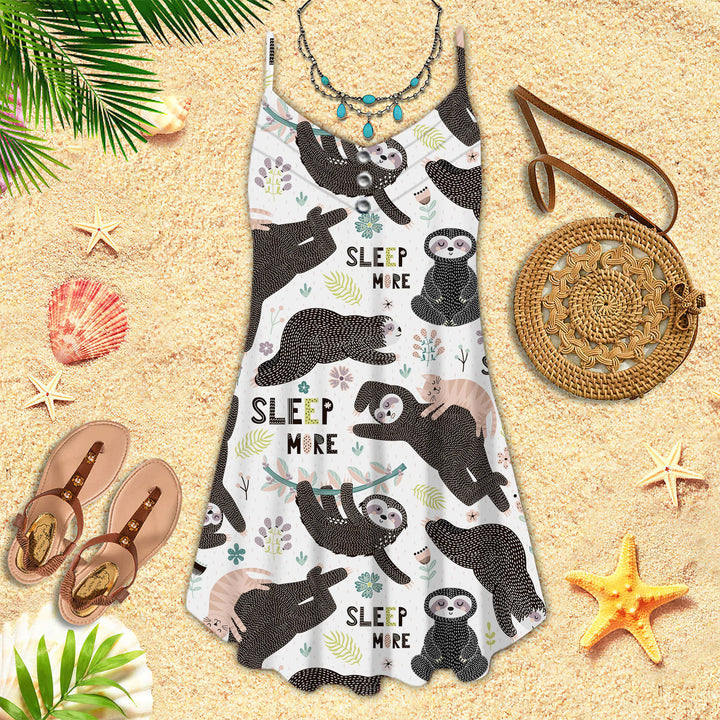 Funny Sloths Sleep More Spaghetti Strap Summer Dress | SD1397