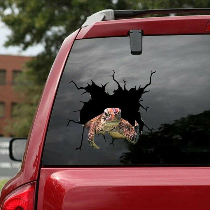 Funny Turtle Cracked Car Decal Sticker | Waterproof | PVC Vinyl | CCS2345