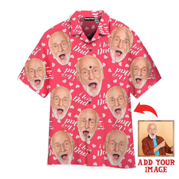 Funny Your Photo On Pink Love Dad Style Custom Hawaiian Shirt For Men & Women