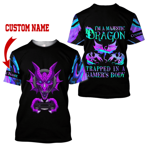 Gamer Dragon I'm A Majestic Dragon Custom Name T Shirt For Men & Women