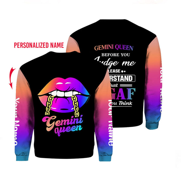 Gemini Girl Custom Name Crewneck Sweatshirt For Men & Women