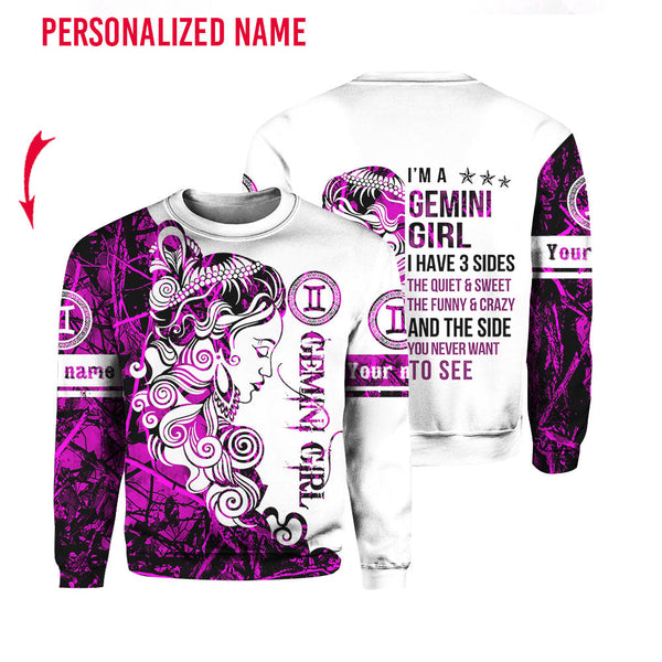 Gemini Girl Custom Name Crewneck Sweatshirt For Men & Women