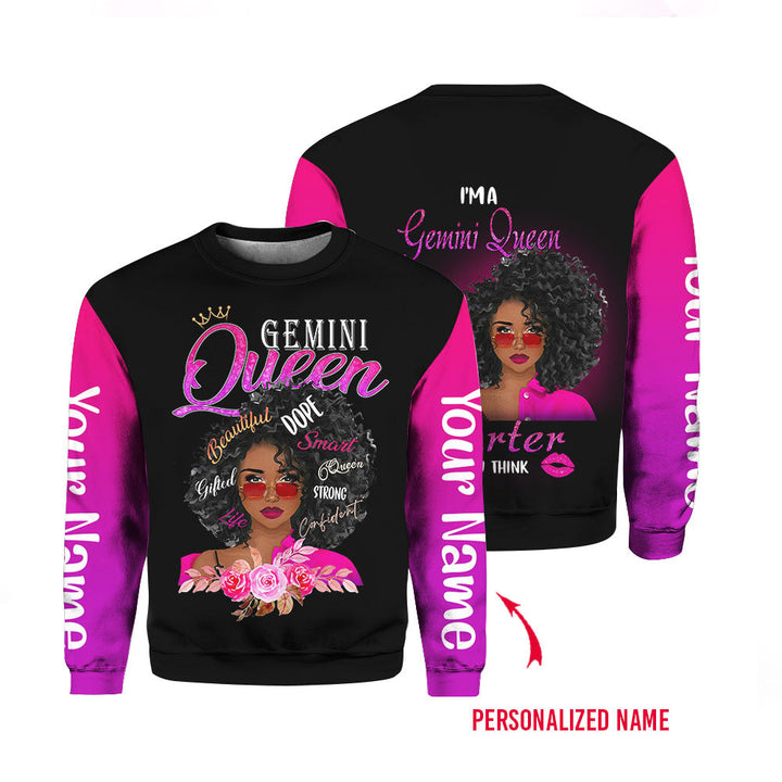 Gemini Girl Custom Name Crewneck Sweatshirt For Men & Women