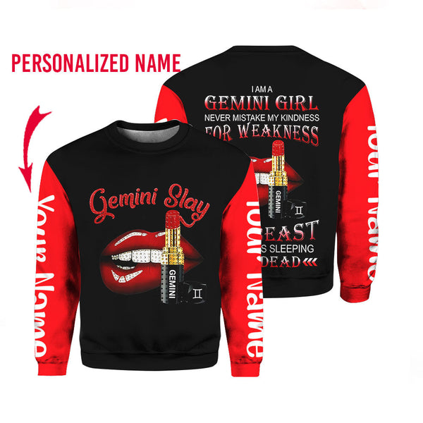 Gemini Girl Custom Name Crewneck Sweatshirt For Men & Women