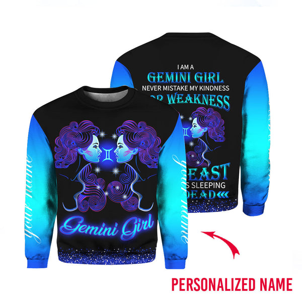 Gemini Girl Custom Name Crewneck Sweatshirt For Men & Women CN2192