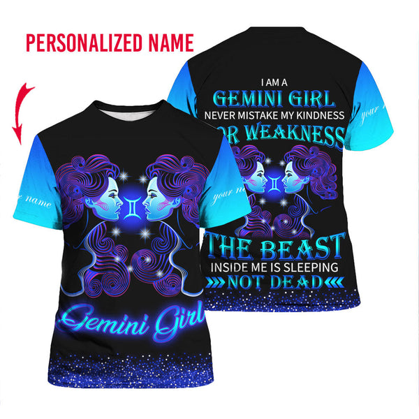 Gemini Girl Custom Name T Shirt For Men & Women CN2192