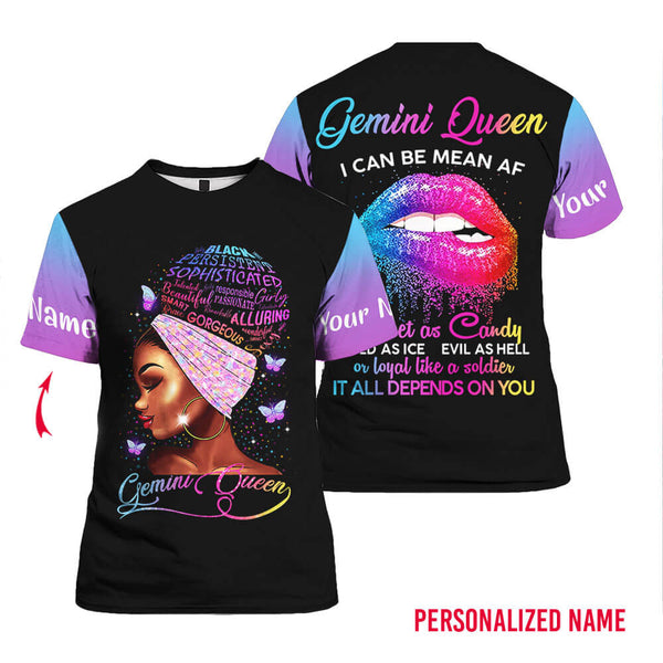 Gemini Girl Custom Name T Shirt For Men & Women