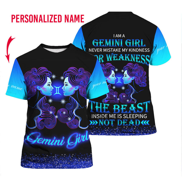 Gemini Girl Custom Name T Shirt For Men & Women