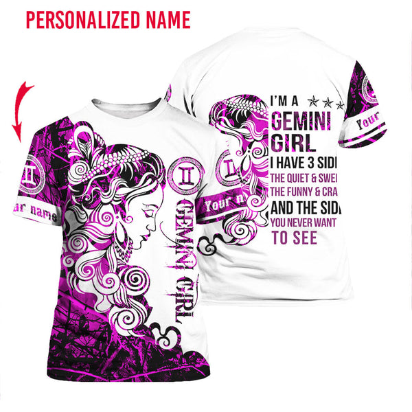 Gemini Girl Custom Name T Shirt For Men & Women