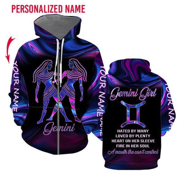 Gemini Girl Custom Name Zip UP Hoodie For Men & Women