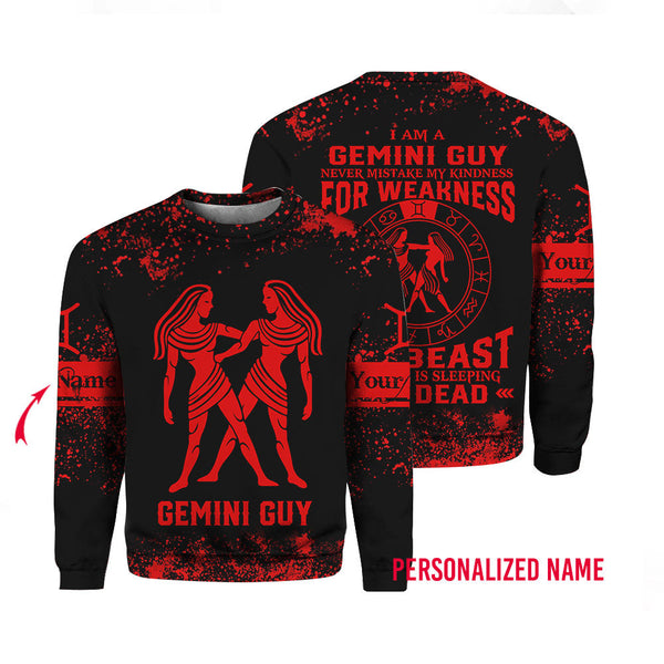 Gemini Guy Never Mistake My Kindness Custom Name Crewneck Sweatshirt For Men & Women CN2179