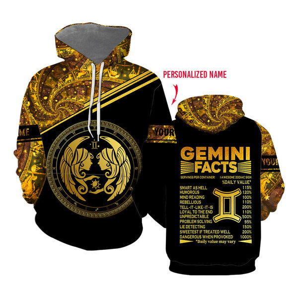 Gemini Zodiac Facts Custom Name Hoodie For Men & Women CN4353