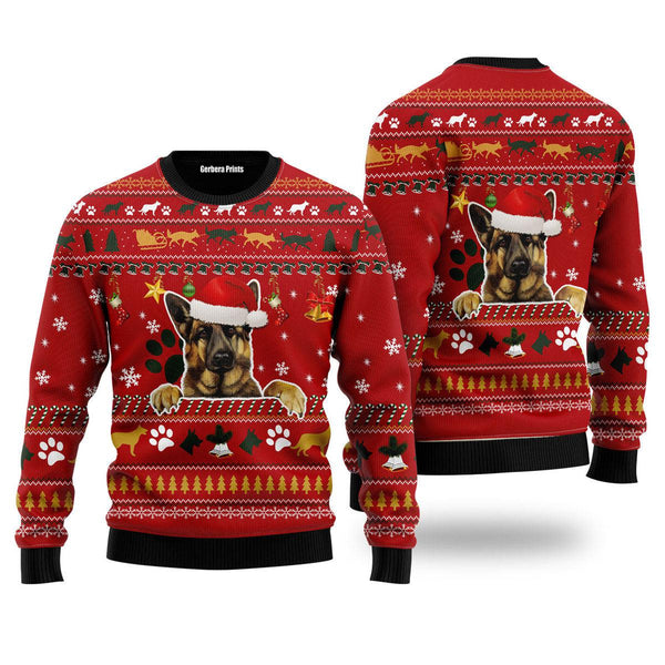 German Shepherd Dog Ugly Christmas Sweater | For Men & Women | Adult | US5491-S-Gerbera Prints.
