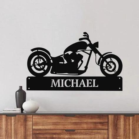 Gift Idea For Motorcycle Lover Custom Cut Metal Sign | MN1490-Black-Gerbera Prints.