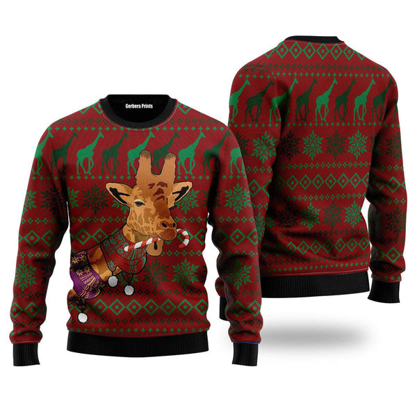 Giraffe Winter Ugly Christmas Sweater | For Men & Women | Adult | US4905-S-Gerbera Prints.