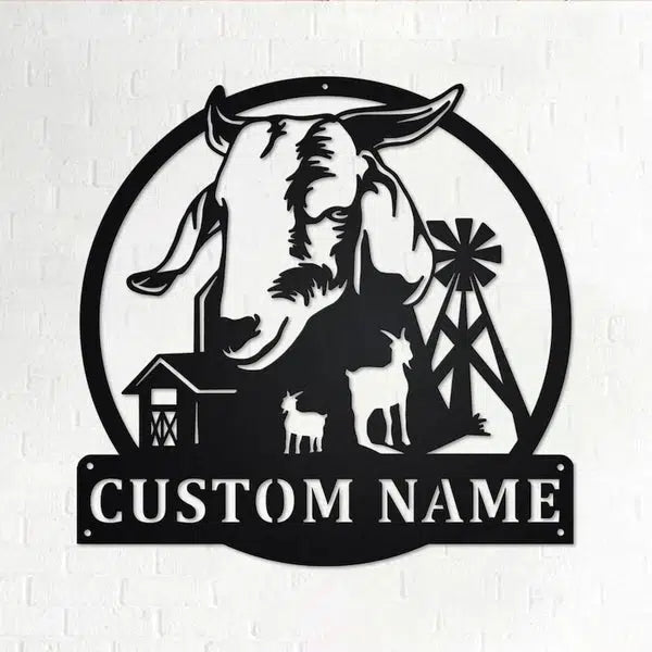 Farm Goat Home Decor Custom Cut Metal Sign | MN1675-Black-Gerbera Prints.