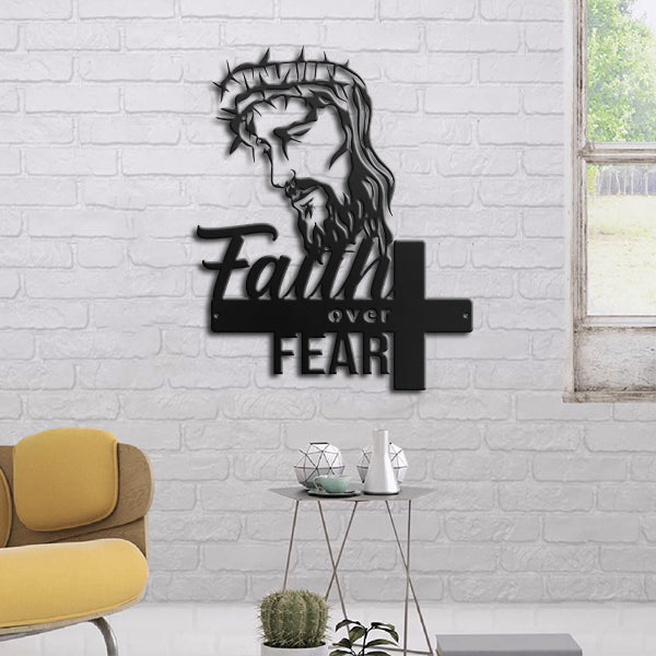 God Faith Over Fear Metal Wall ArtGod Faith Over Fear Metal Wall Art Custom Name Laser Cut Metal Signs 