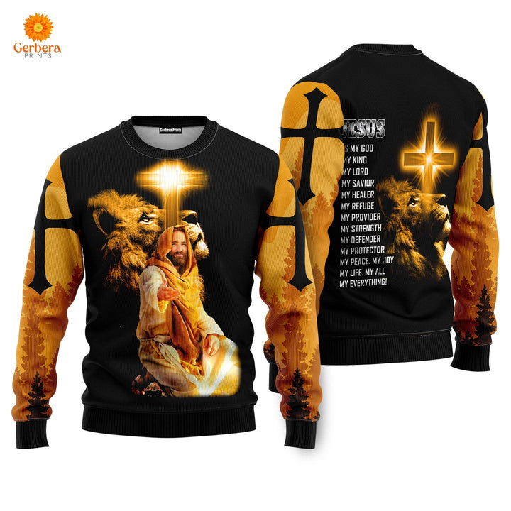 God Jesus Is My Everything Ugly Christmas Sweater For Men & Women UH1024-Sweater-Gerbera Prints.