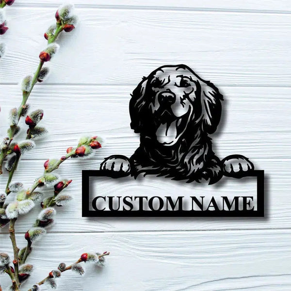 Golden Retriever Dog For Dog Lover Custom Cut Metal Sign | MN1170-Black-Gerbera Prints.