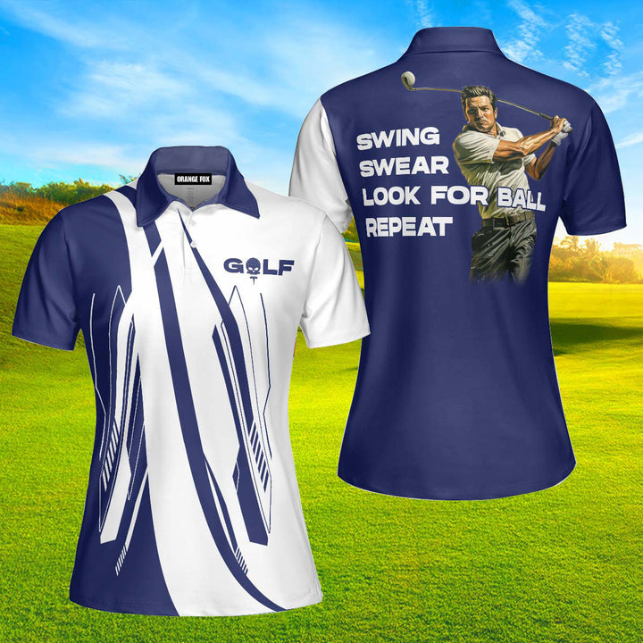 Golf Blue Swing Swear Looking For Ball Repeat Polo Shirt For Women