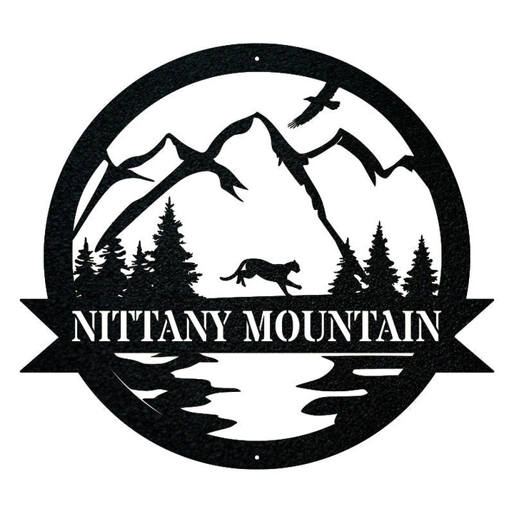 Great Outdoor Mountain Lion Monogram Custom Name Laser Cut Metal Signs