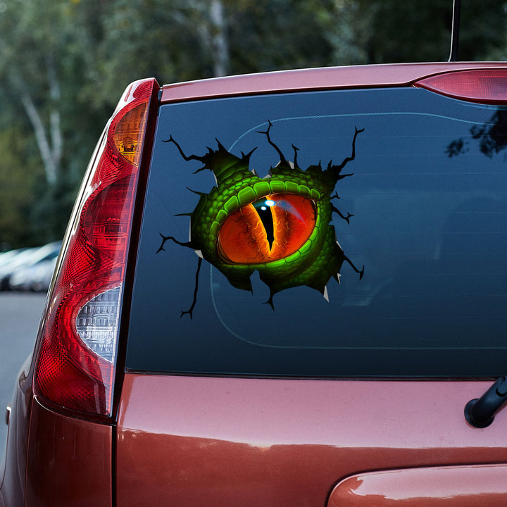 Green Dragon Eye Cracked Car Decal Sticker | Waterproof | PVC Vinyl | CCS5165-Colorful-Gerbera Prints.