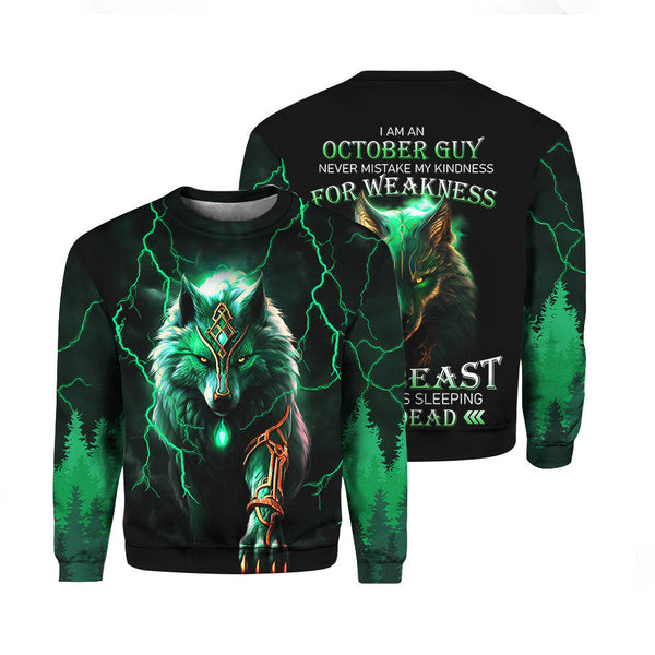 Green Wolf October Guy Thunder Crewneck Sweatshirt For Men & Women FHT1055