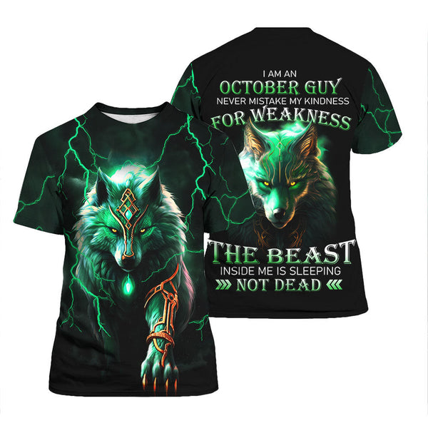 Green Wolf October Guy Thunder T Shirt For Men & Women FHT1055