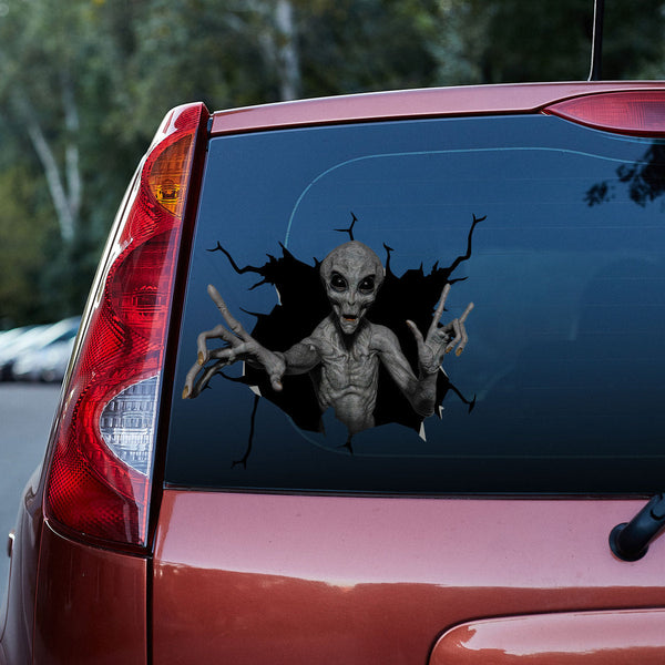 Grey Humanoid Alien 3D Vinyl Car Decal Stickers CS5725