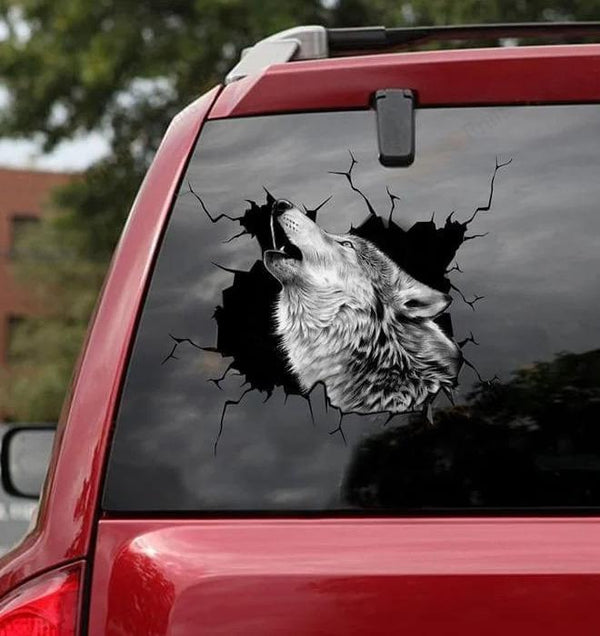 Wolf Cracked Car Decal Sticker | Waterproof | PVC Vinyl | CCS2274