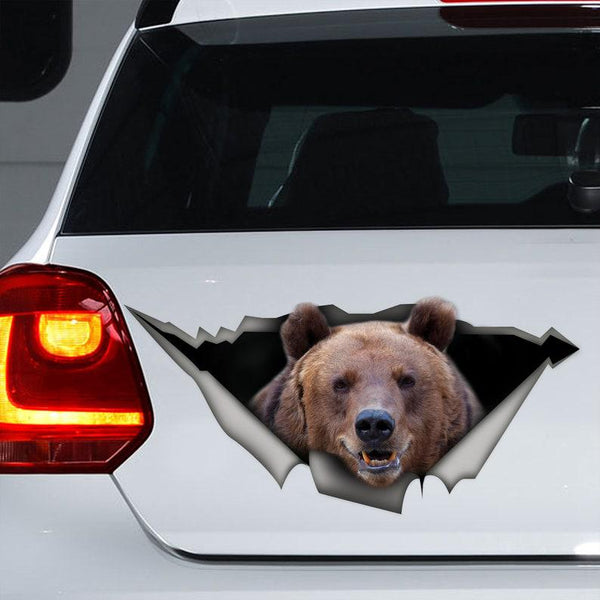 Grizzly Brown Bear Cracked Car Decal Sticker | Waterproof | PVC Vinyl | CCS2463
