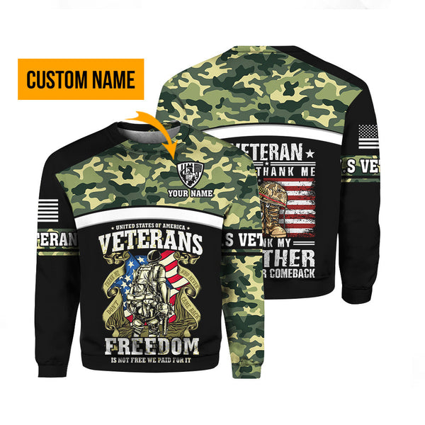 Grumpy Old Veterans Thank My Brother Who Never Comeback Custom Name Crewneck Sweatshirt For Men & Women