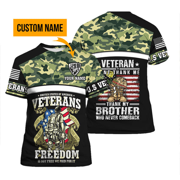 Grumpy Old Veterans Thank My Brother Who Never Comeback Custom Name T Shirt For Men & Women