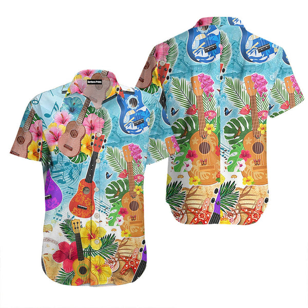 Guitar Tropical Hawaii Ukulele Hawaiian Shirt