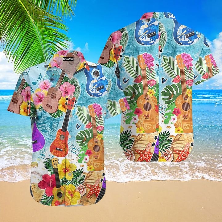 Guitar Tropical Hawaii Ukulele Hawaiian Shirt