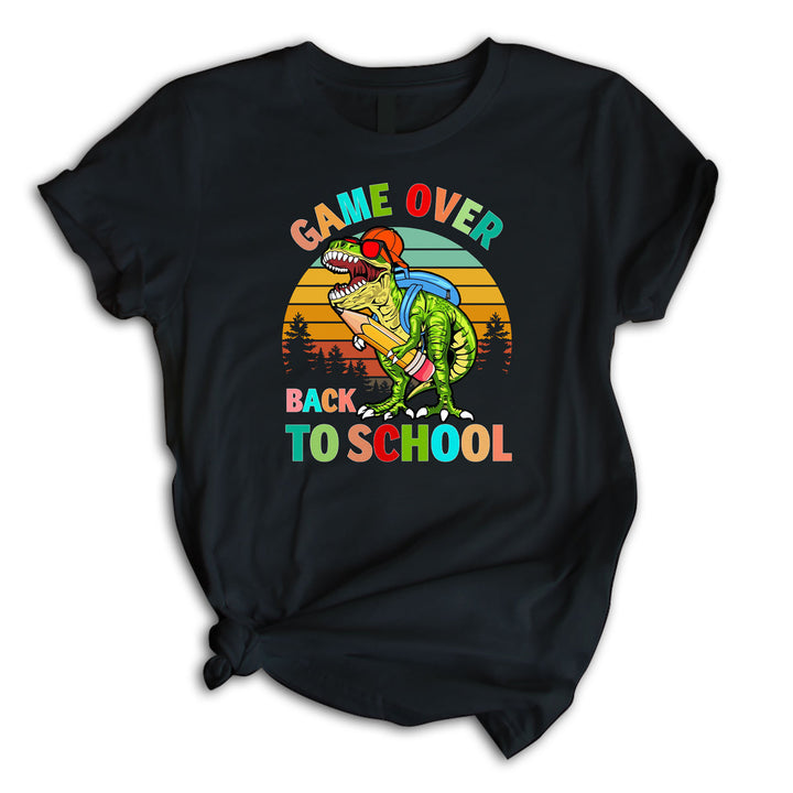 Game Over Back To School Gift for Students, Boys And Girls Funny Green Dinosaur Unisex T Shirt For Men & Women Size S - 5XL H7530