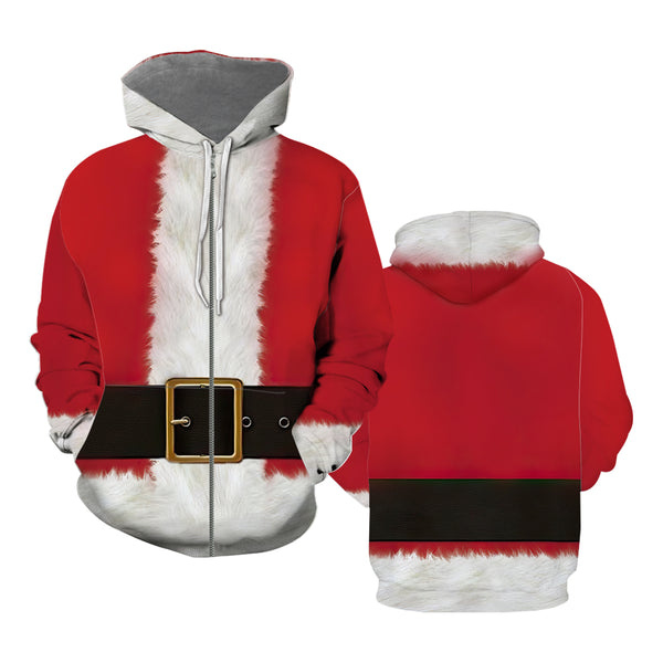 Santa Claus Custume Cosplay Zip Up Hoodie